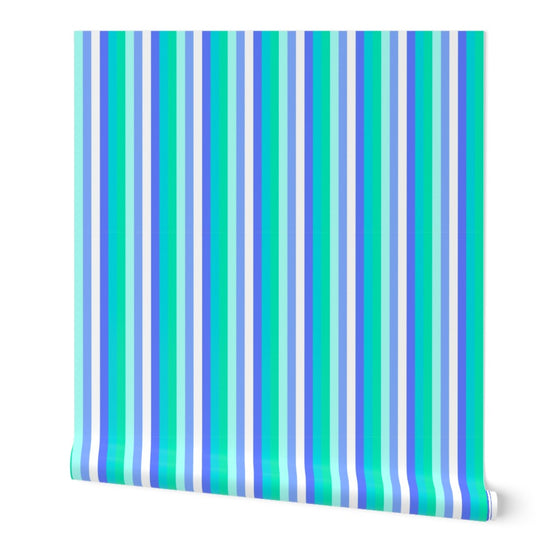 Dilly Dally Stripe - Blue Wallpaper