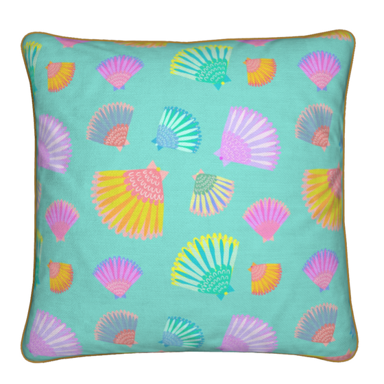 20x20 Throw Pillow in Shell Game Turquoise