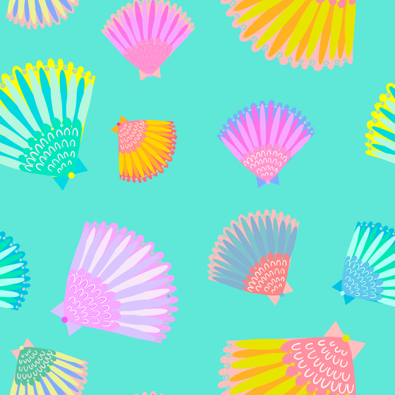 Shell Game - Turquoise Fabric